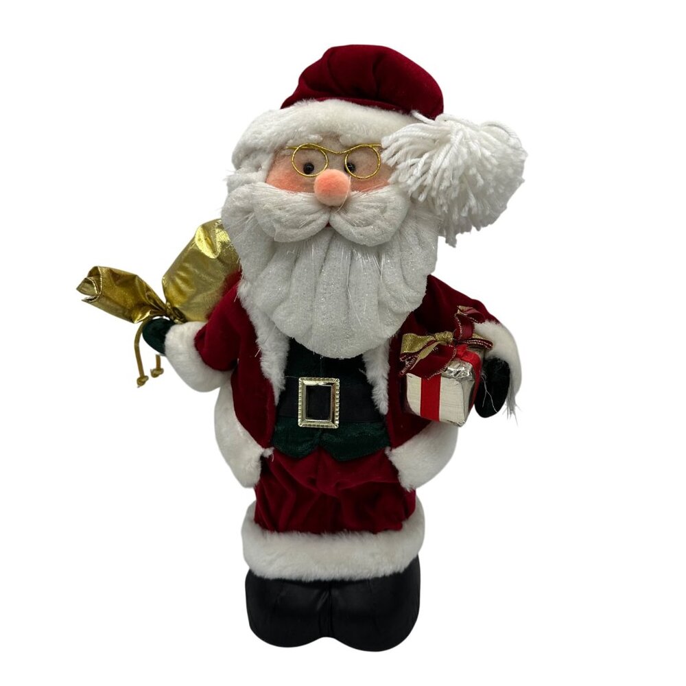 Santa Claus Christmas Figurine With Gifts Gold Glasses Decoration 18" Core READ